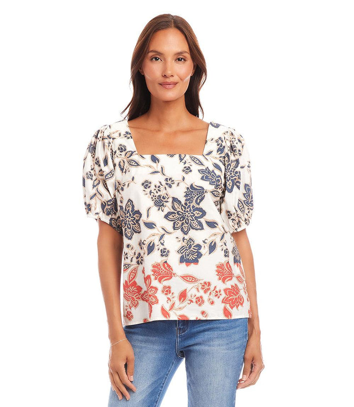 Puff Sleeve Square Neck Top