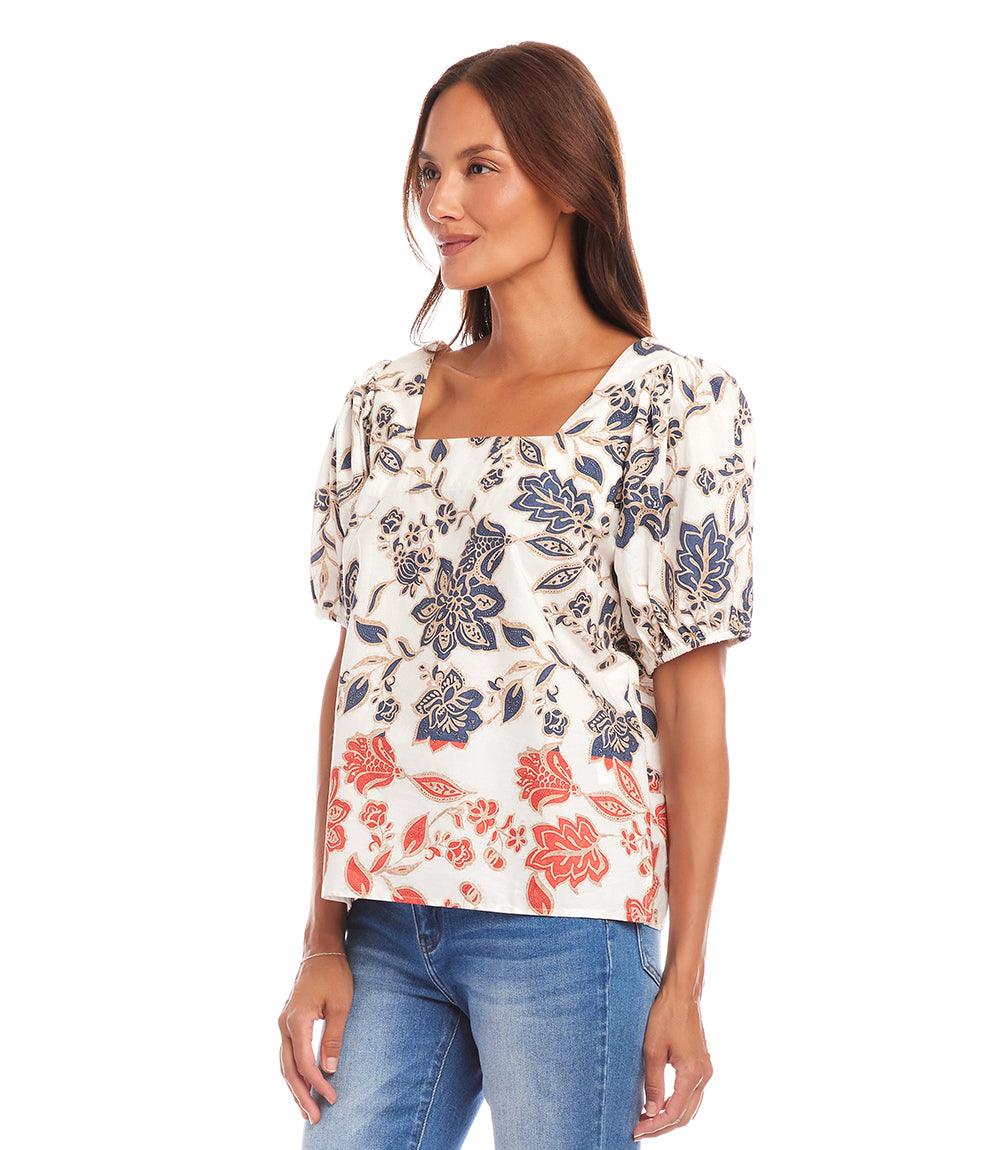 Puff Sleeve Square Neck Top
