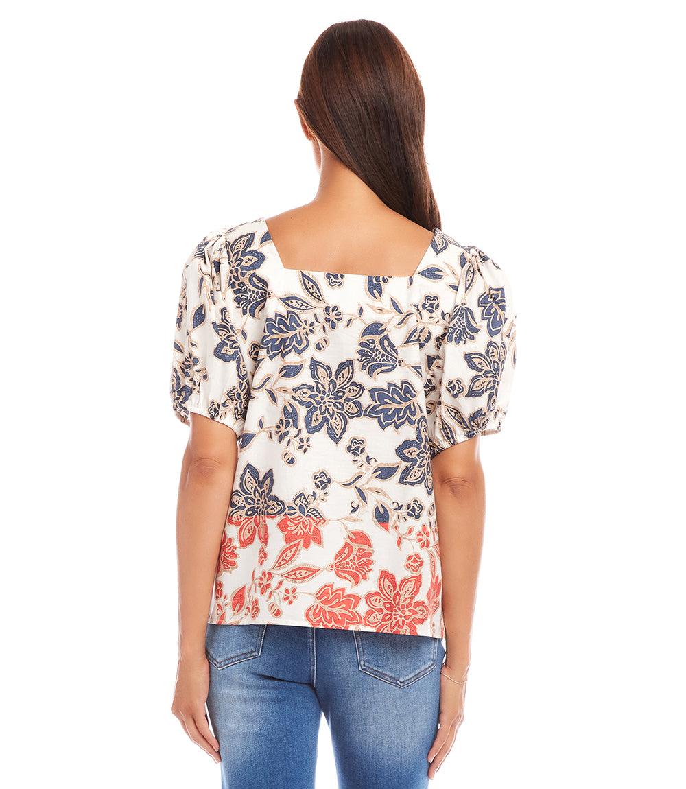Puff Sleeve Square Neck Top