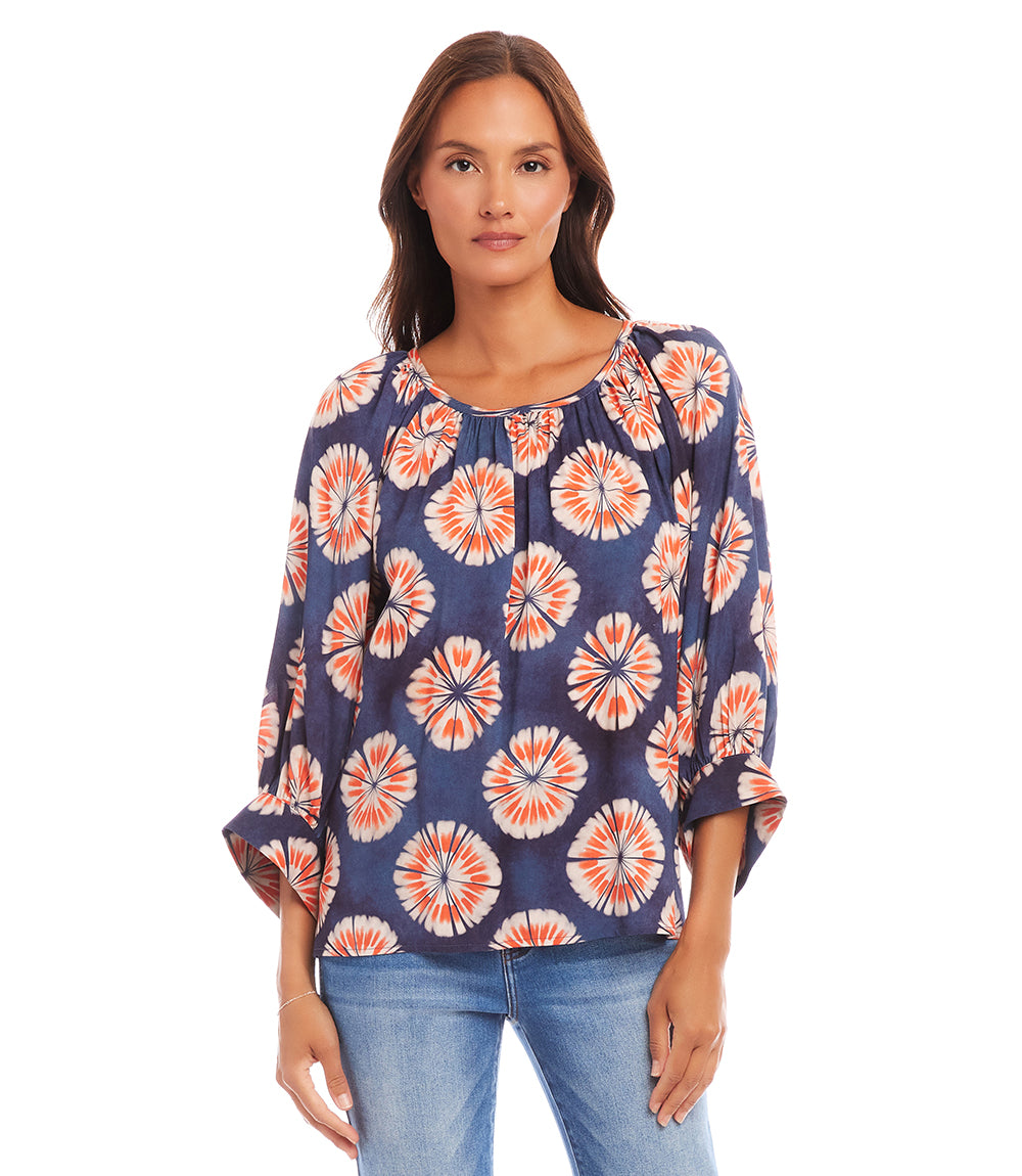 Petite Size Blouson Sleeve Peasant Top