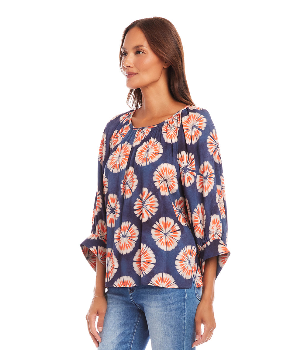 Petite Size Blouson Sleeve Peasant Top
