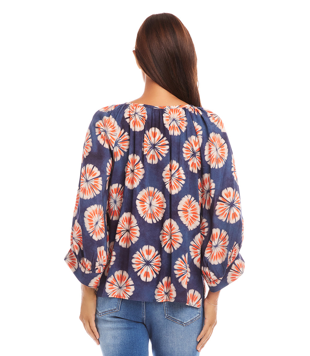 Petite Size Blouson Sleeve Peasant Top