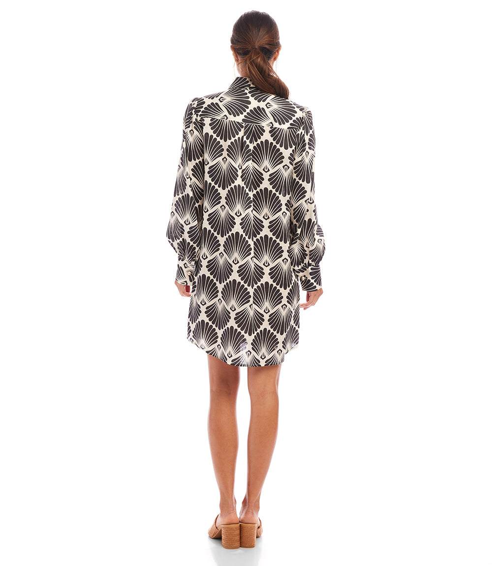 Blouson Sleeve Linen Shirtdress