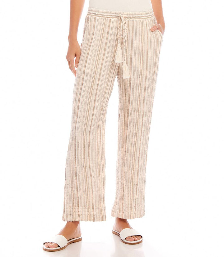 Metallic Stripe Drawstring Ankle Pants