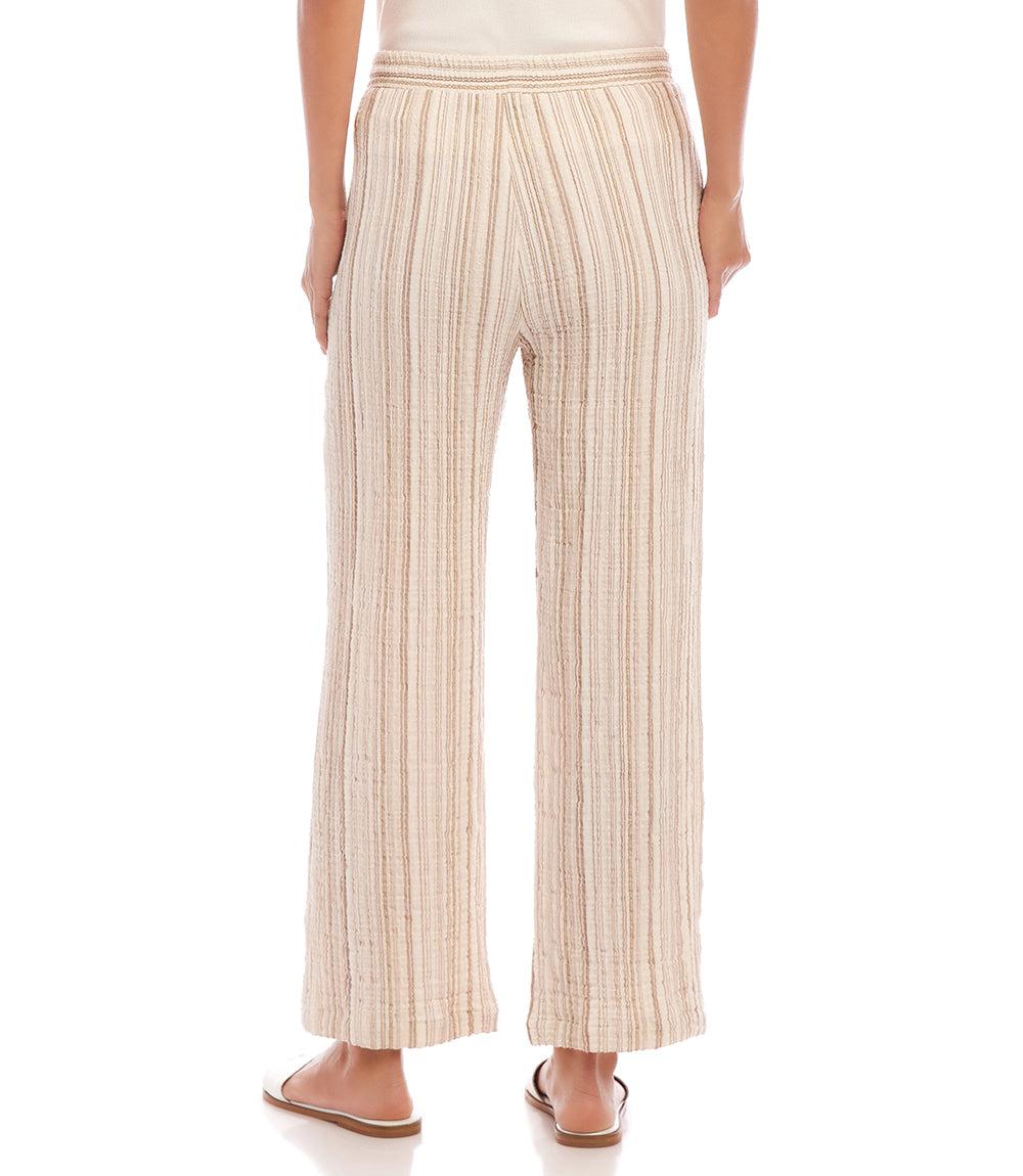 Metallic Stripe Drawstring Ankle Pants