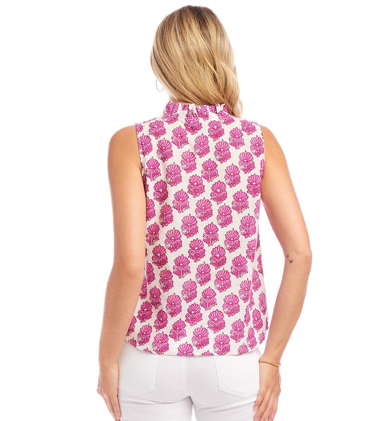 Sleeveless Ruffle Trim Top