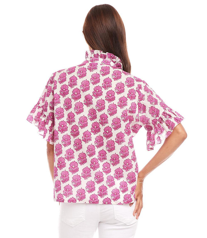 Short Sleeve Ruffle Trim Top