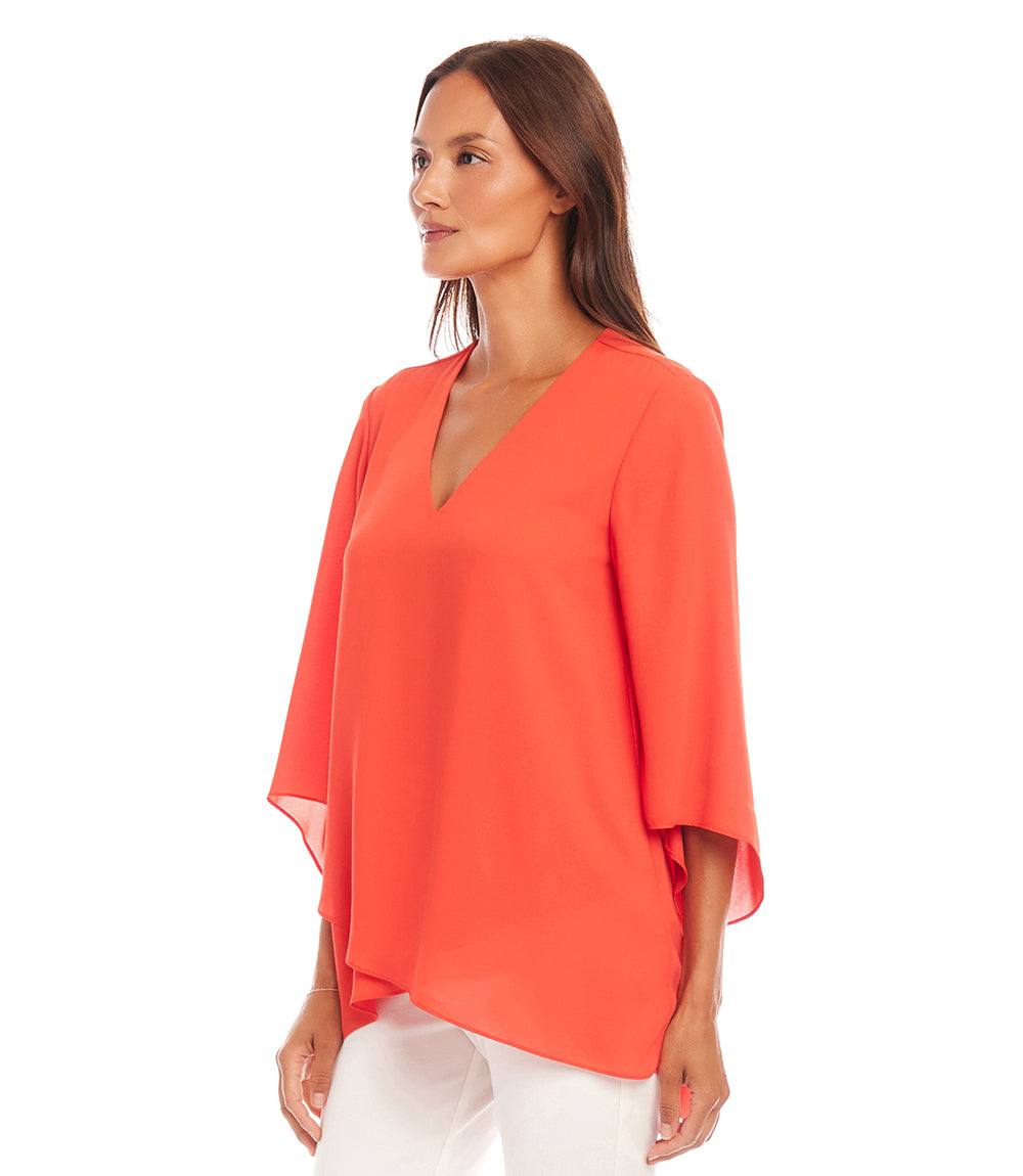 Petite Size Bracelet Sleeve Asymmetric Top