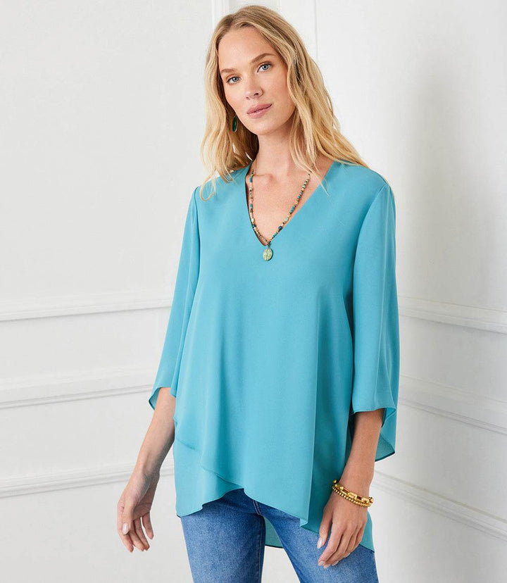 Petite Size Bracelet Sleeve Asymmetric Top