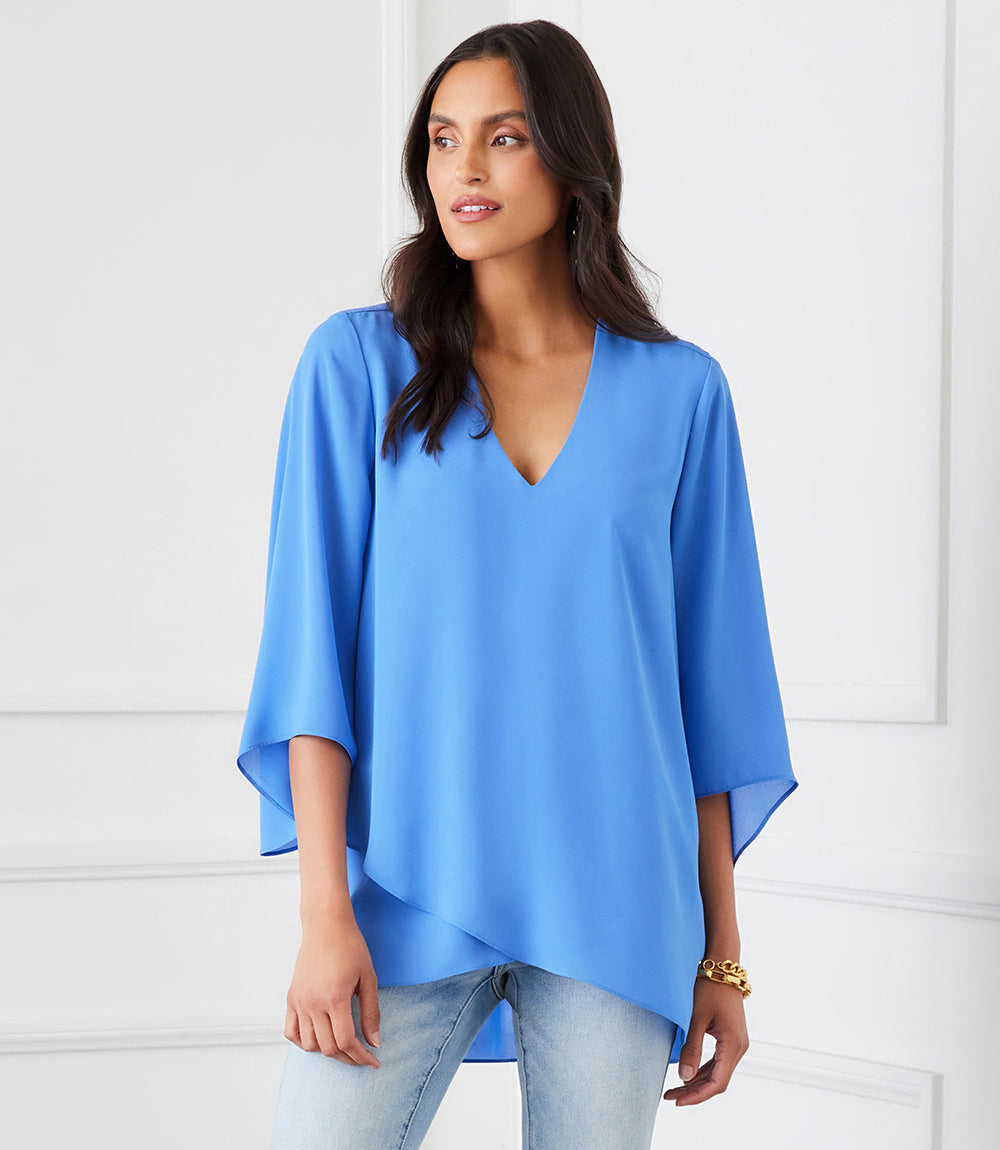 Petite Size Bracelet Sleeve Asymmetric Top