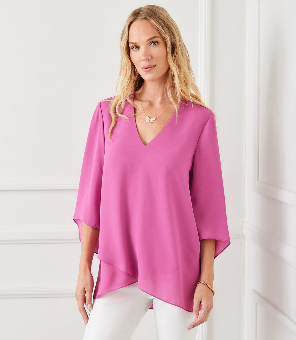 Petite Size Bracelet Sleeve Asymmetric Top