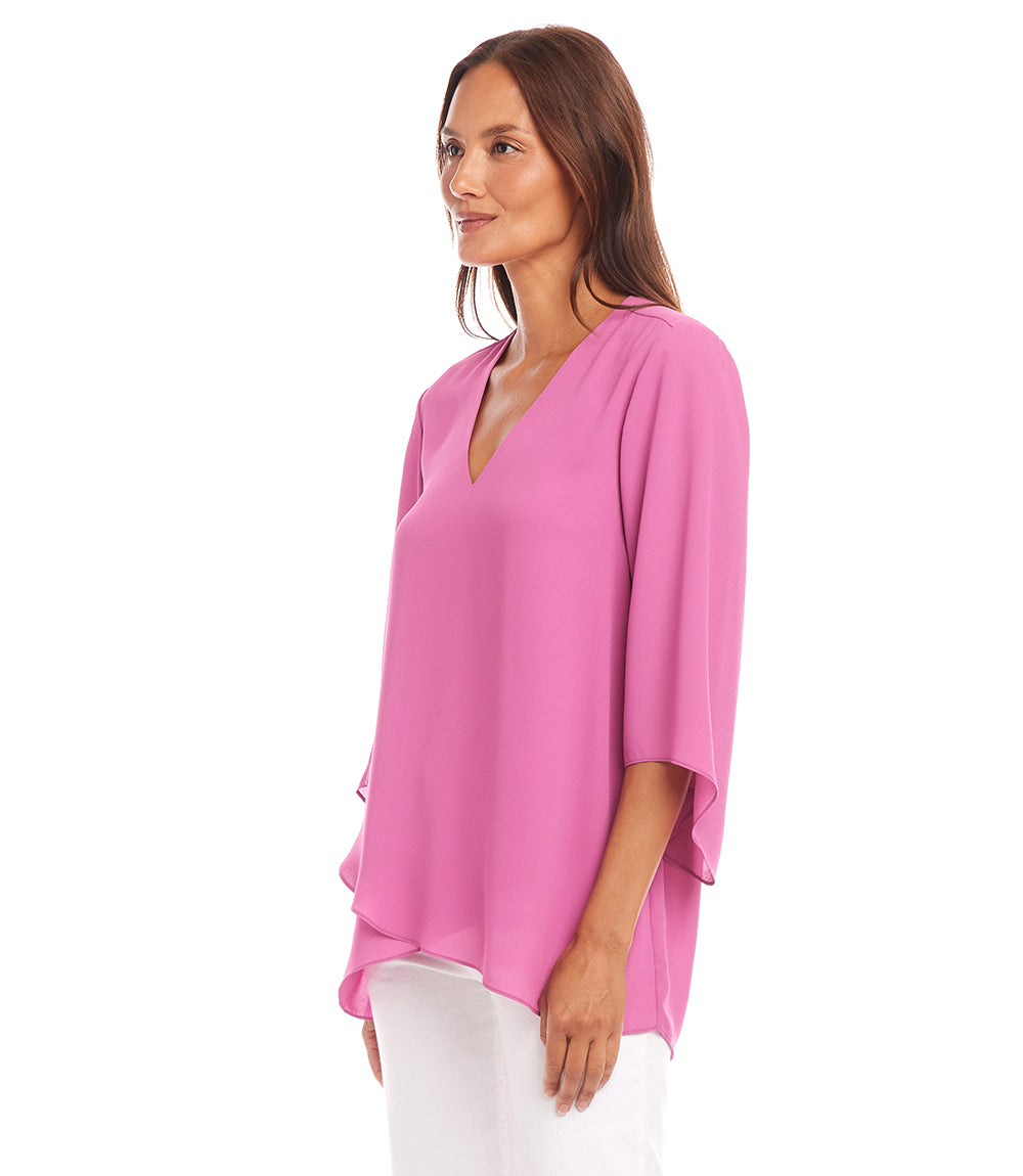 Petite Size Bracelet Sleeve Asymmetric Top