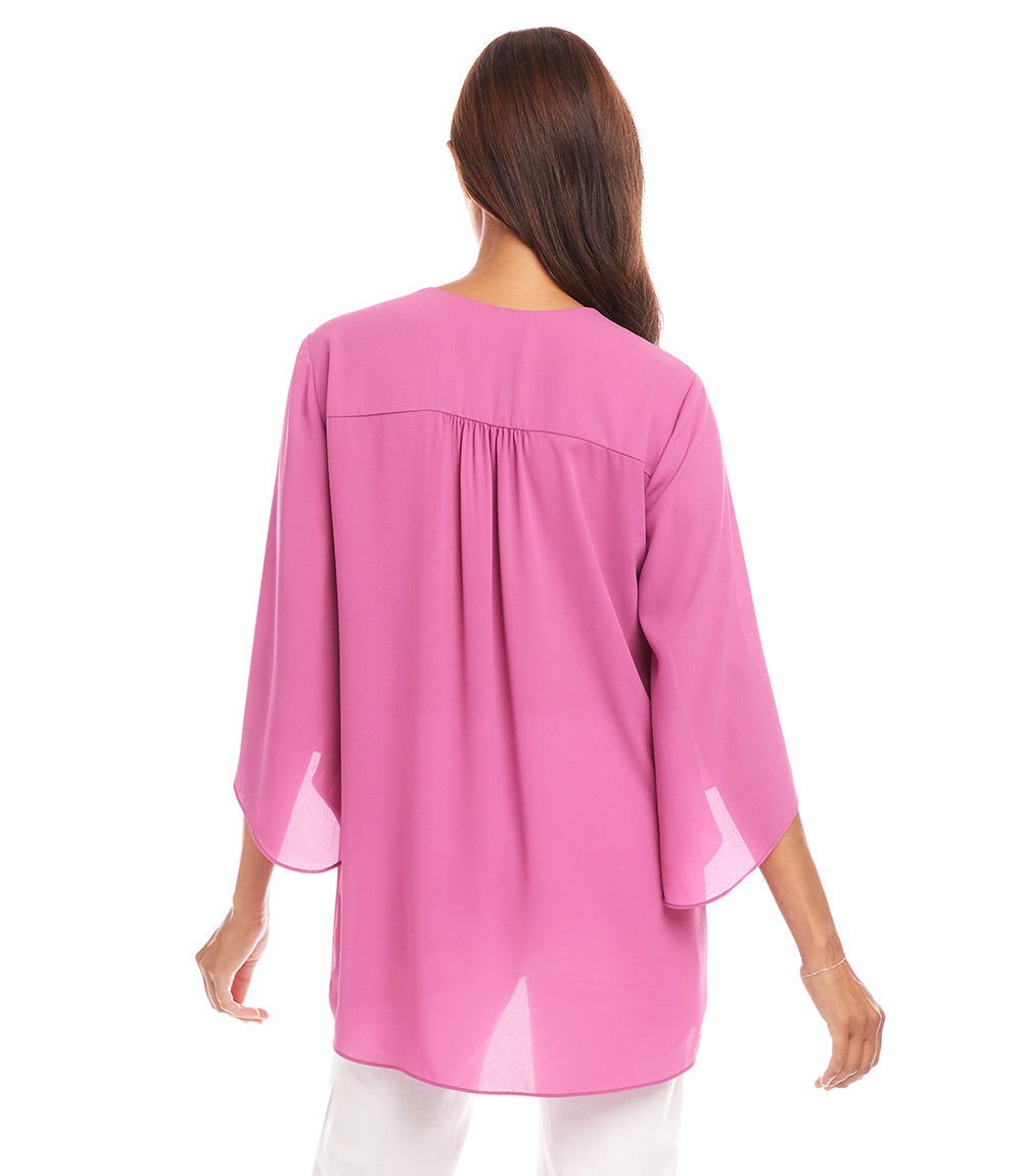 Petite Size Bracelet Sleeve Asymmetric Top