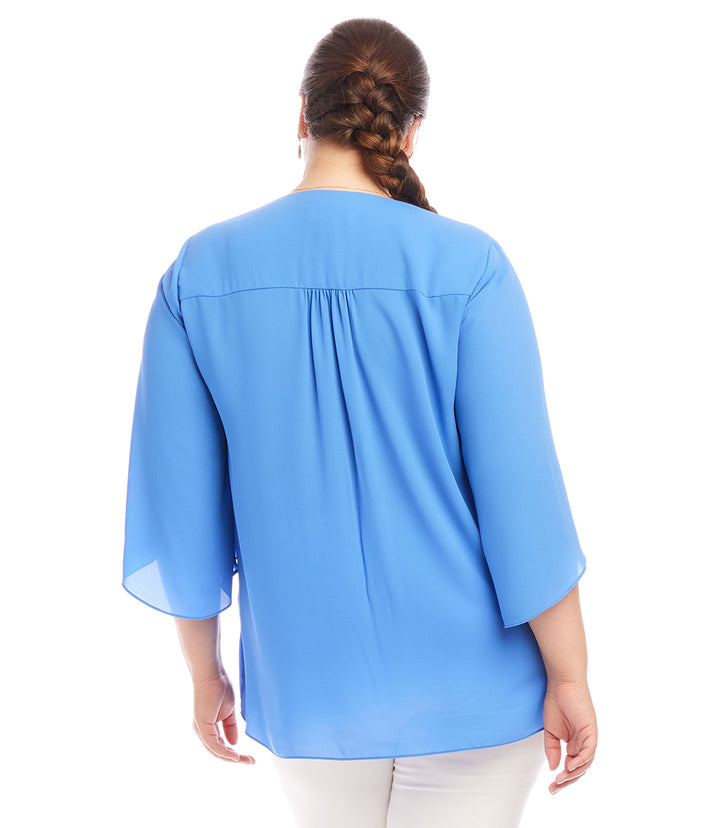 Plus Size Bracelet Sleeve Asymmetric Top