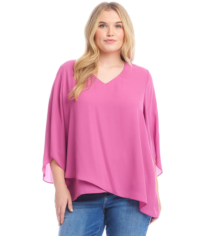 Plus Size Bracelet Sleeve Asymmetric Top