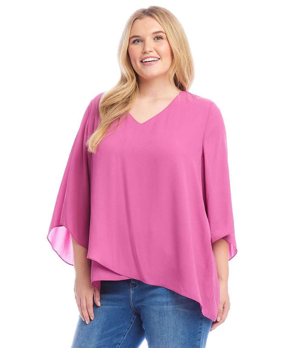 Plus Size Bracelet Sleeve Asymmetric Top