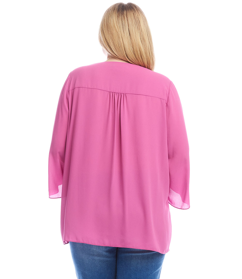 Plus Size Bracelet Sleeve Asymmetric Top