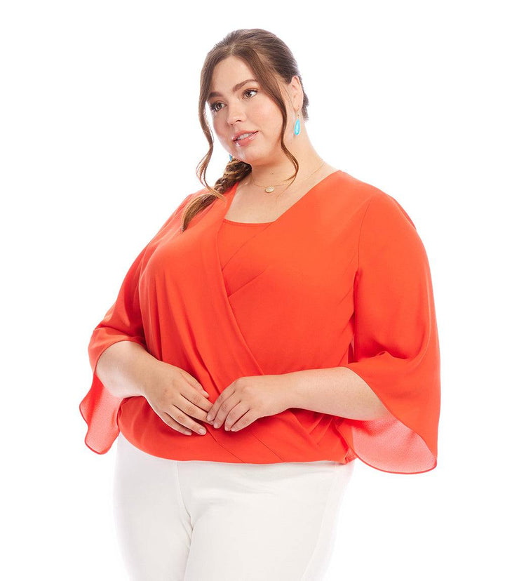Plus Size Drape Front Crossover Top