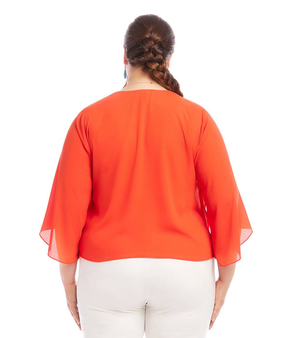 Plus Size Drape Front Crossover Top