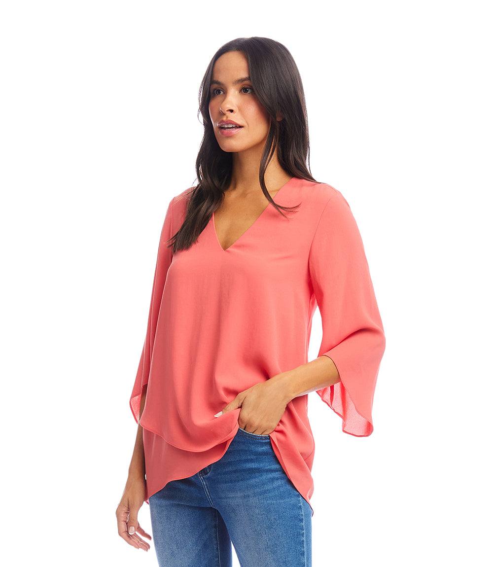 Petite Size Bracelet Sleeve Asymmetric Top
