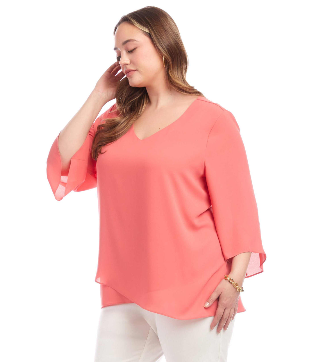 Plus Size Bracelet Sleeve Asymmetric Top