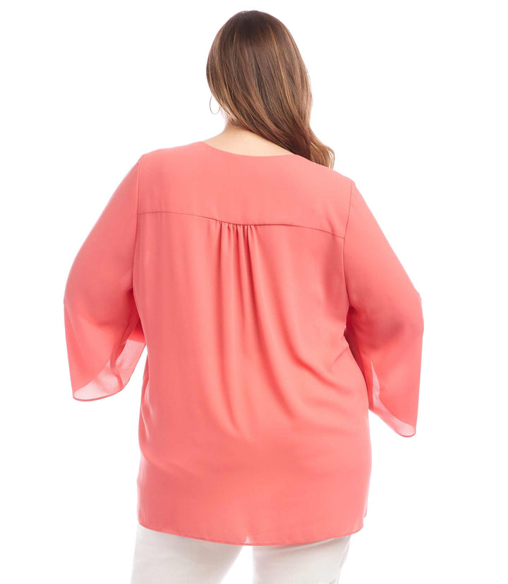 Plus Size Bracelet Sleeve Asymmetric Top