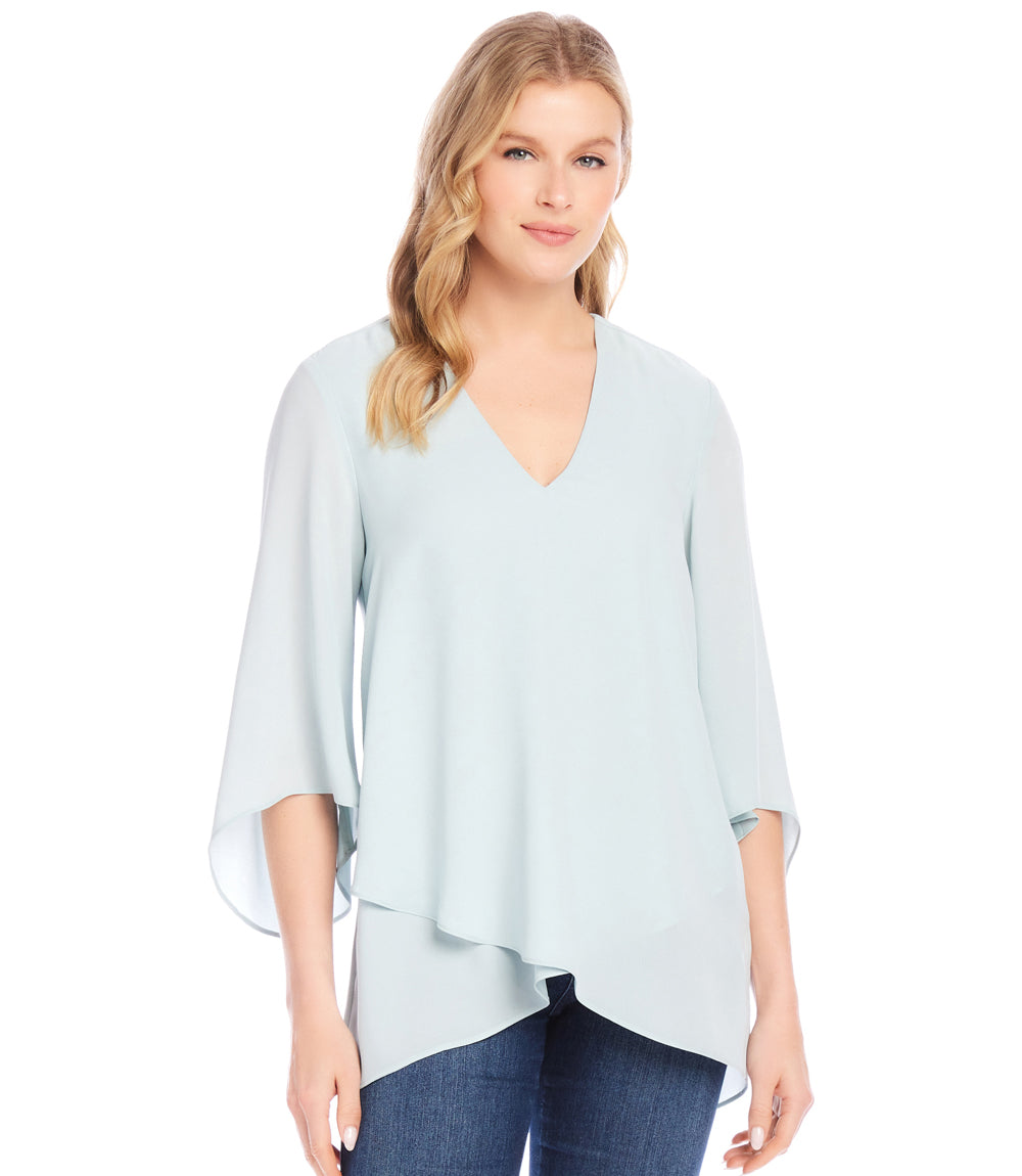 Petite Size Bracelet Sleeve Asymmetric Top