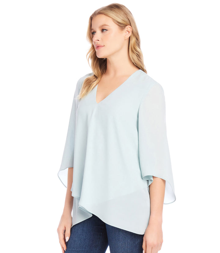 Petite Size Bracelet Sleeve Asymmetric Top