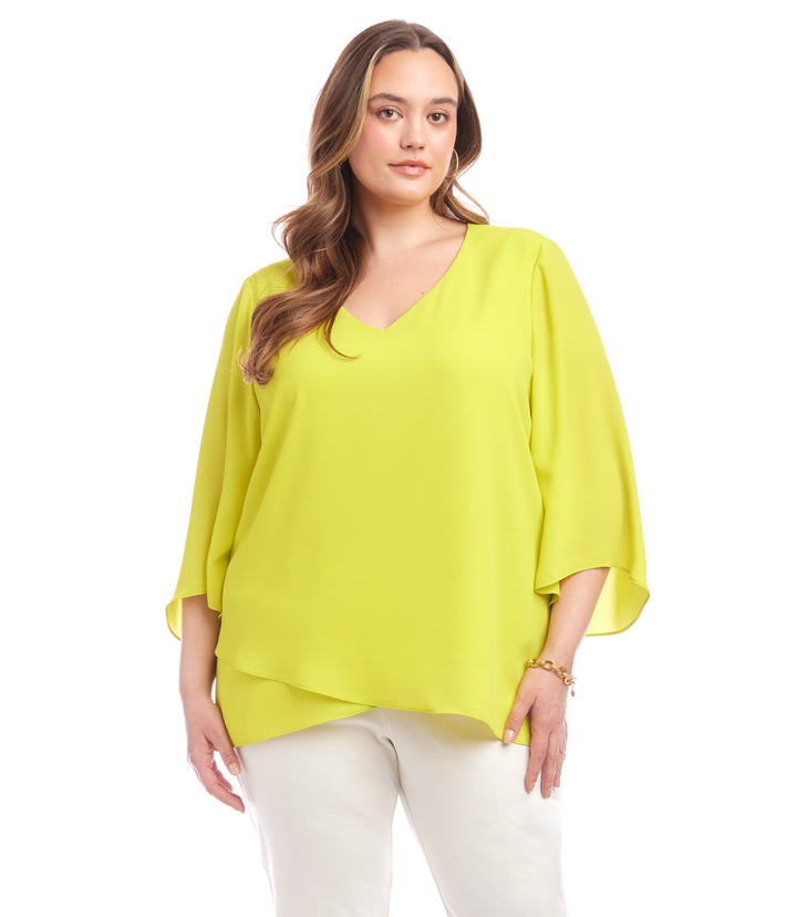 Plus Size Bracelet Sleeve Asymmetric Top