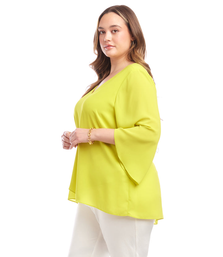 Plus Size Bracelet Sleeve Asymmetric Top