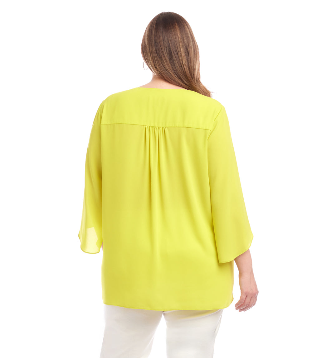 Plus Size Bracelet Sleeve Asymmetric Top