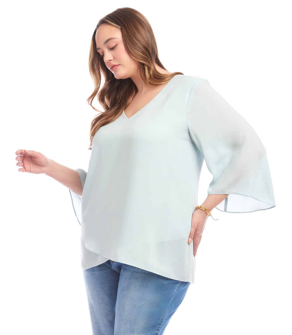 Plus Size Bracelet Sleeve Asymmetric Top