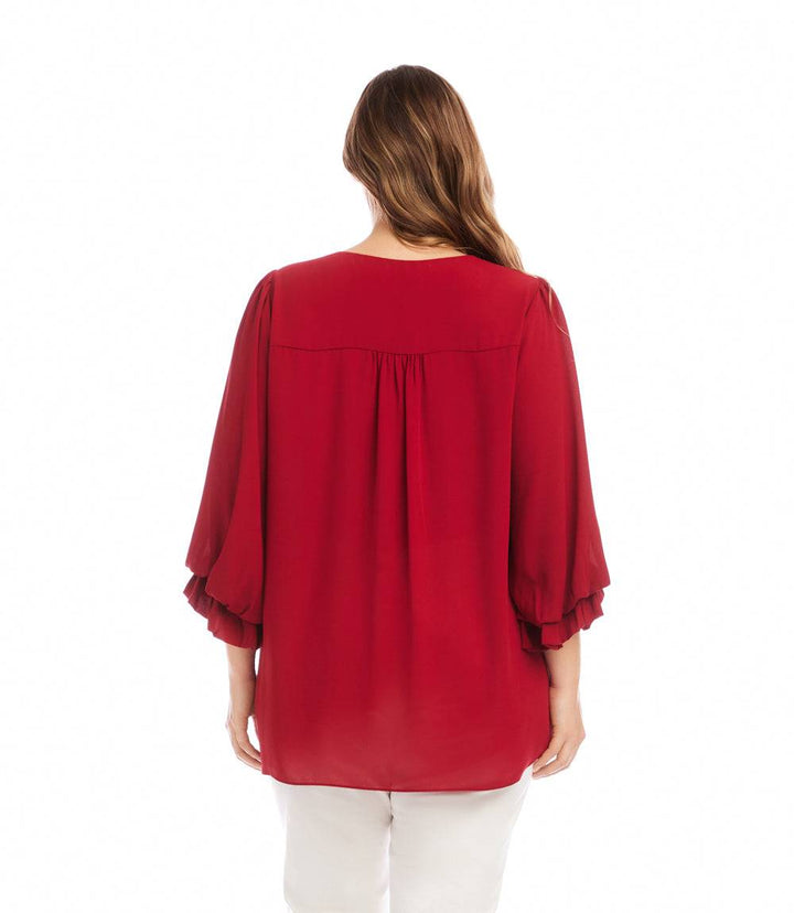 Plus Size Layered Sleeve Asymmetric Top