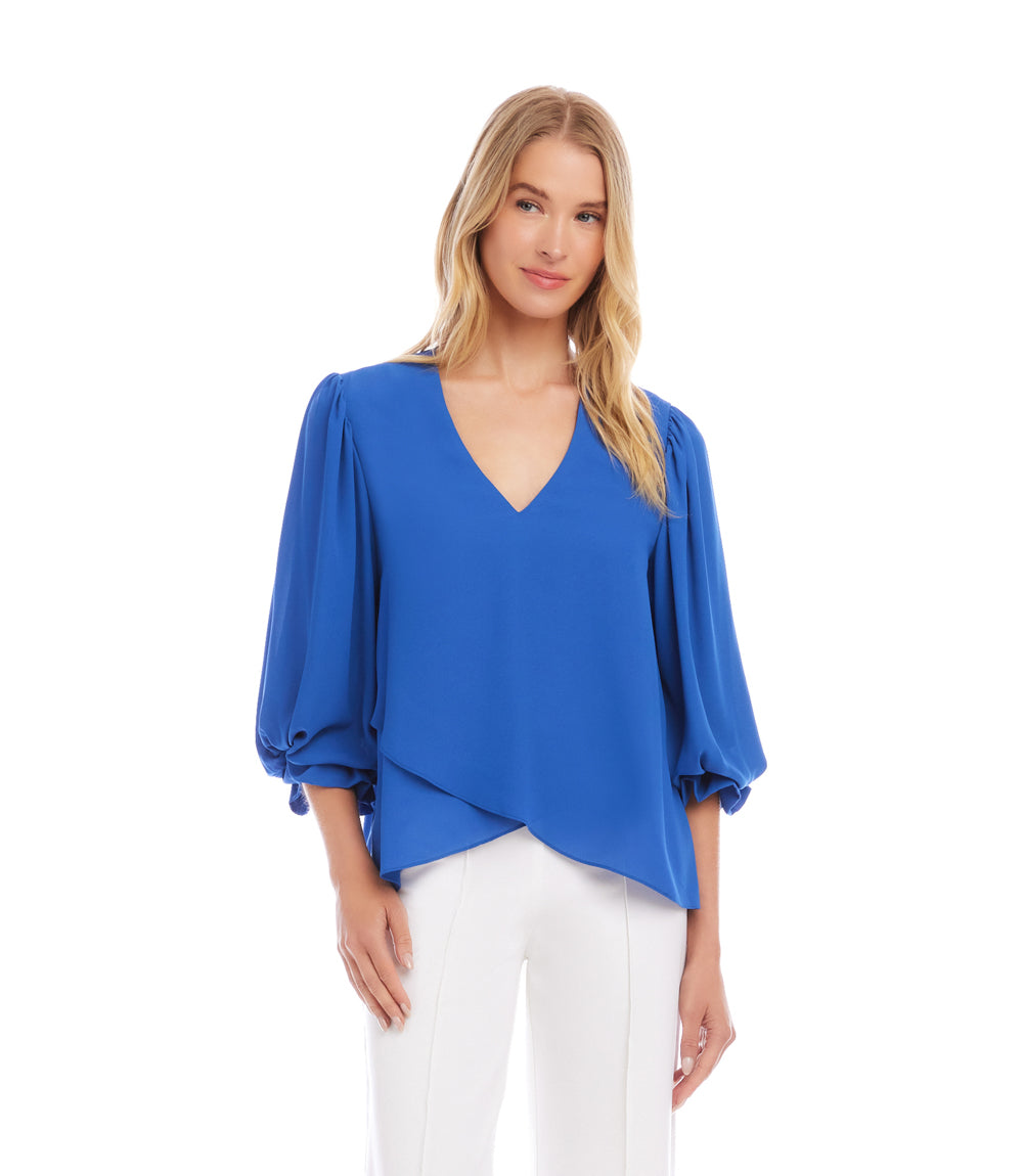 Layered Sleeve Asymmetric Top