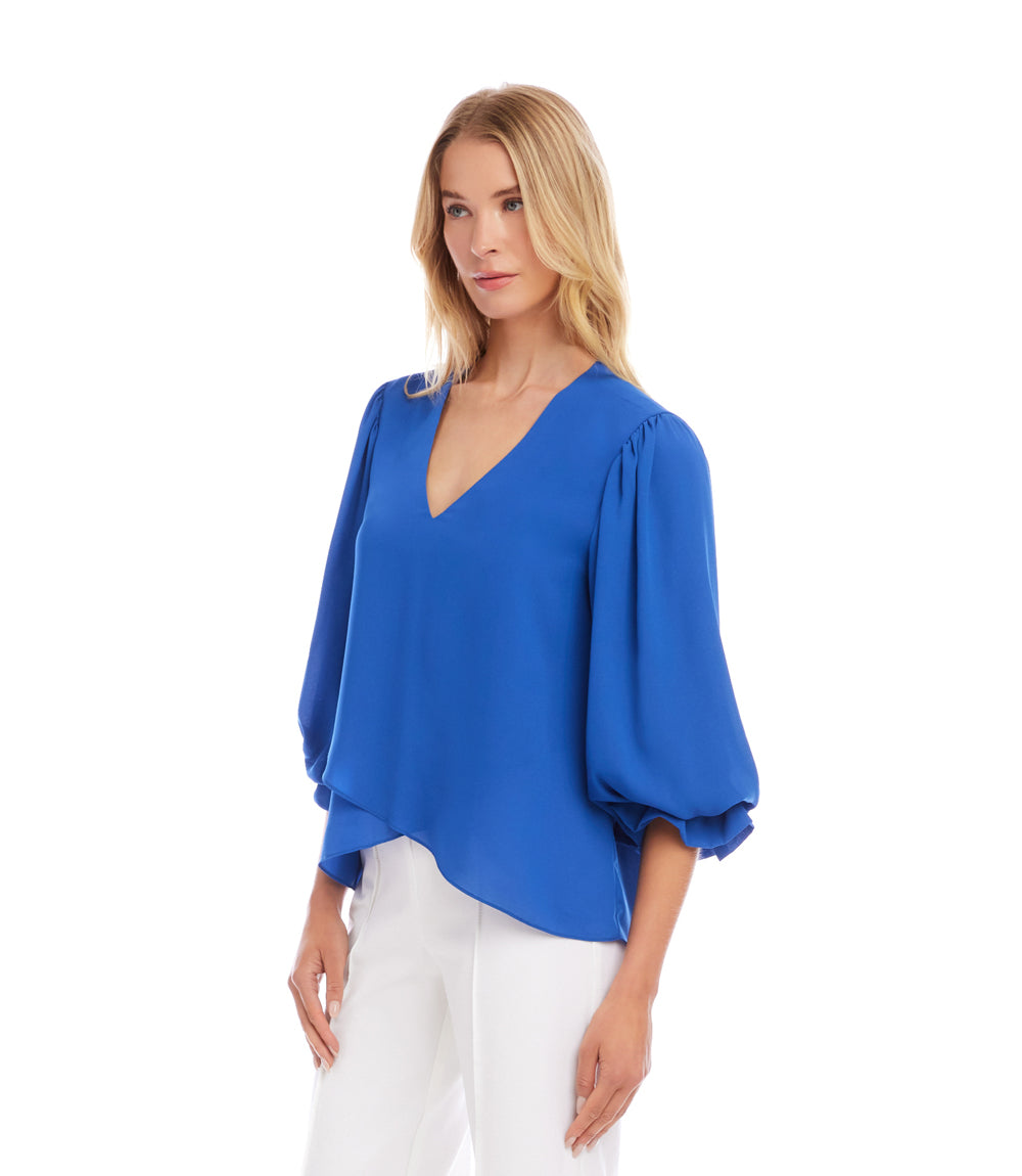 Layered Sleeve Asymmetric Top