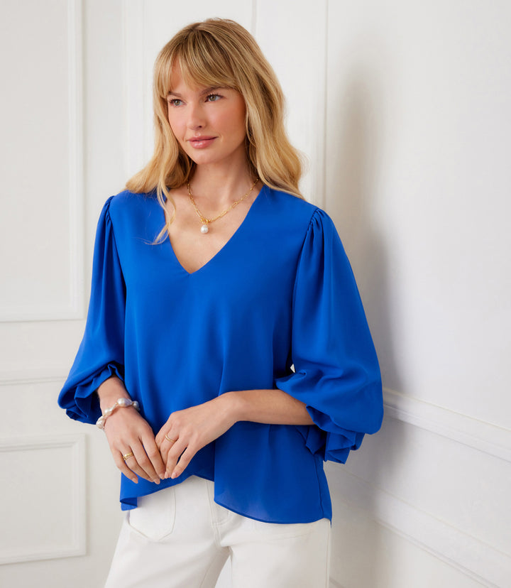 Layered Sleeve Asymmetric Top