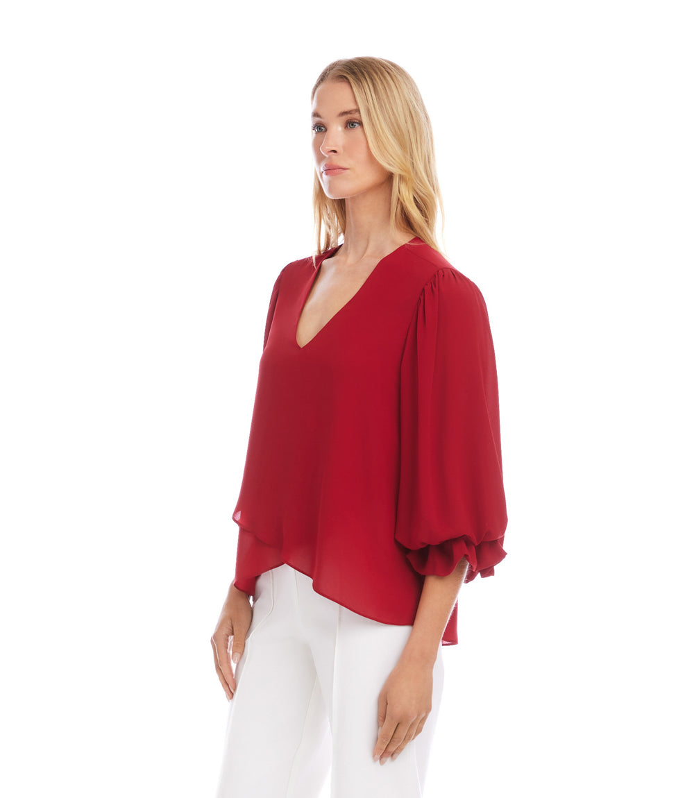 Layered Sleeve Asymmetric Top