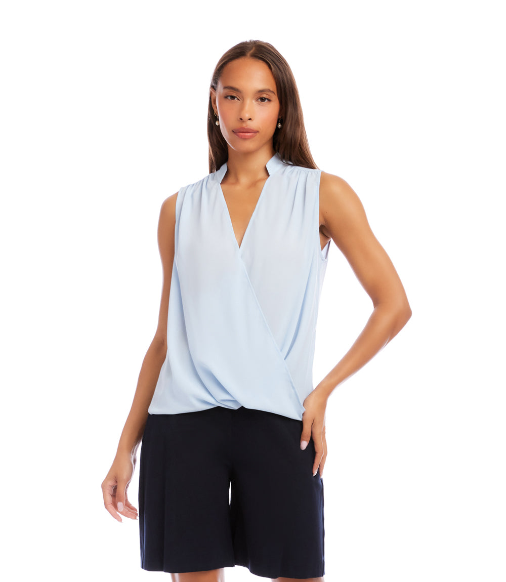 Sleeveless Drape Front Top