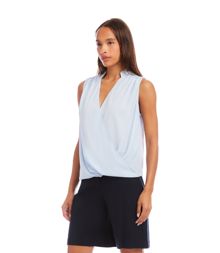 Sleeveless Drape Front Top