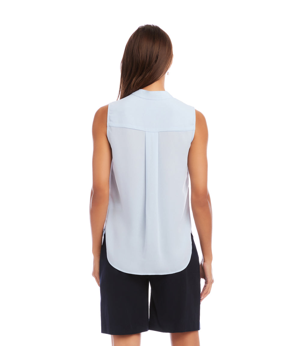 Sleeveless Drape Front Top