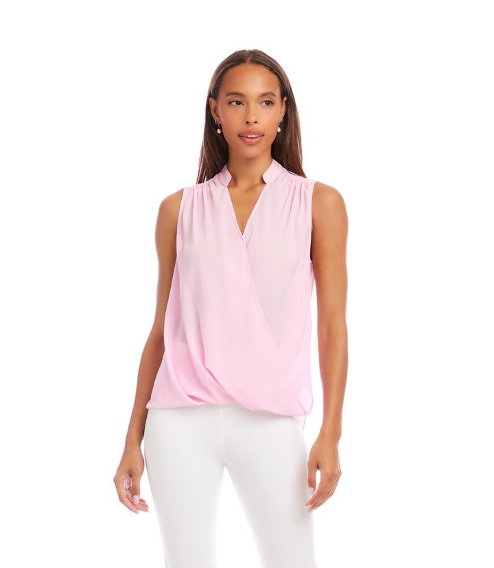 Sleeveless Drape Front Top