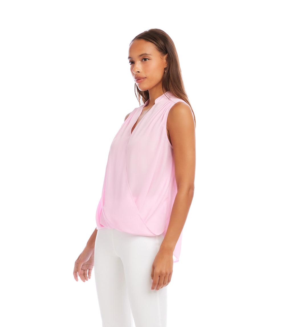 Sleeveless Drape Front Top