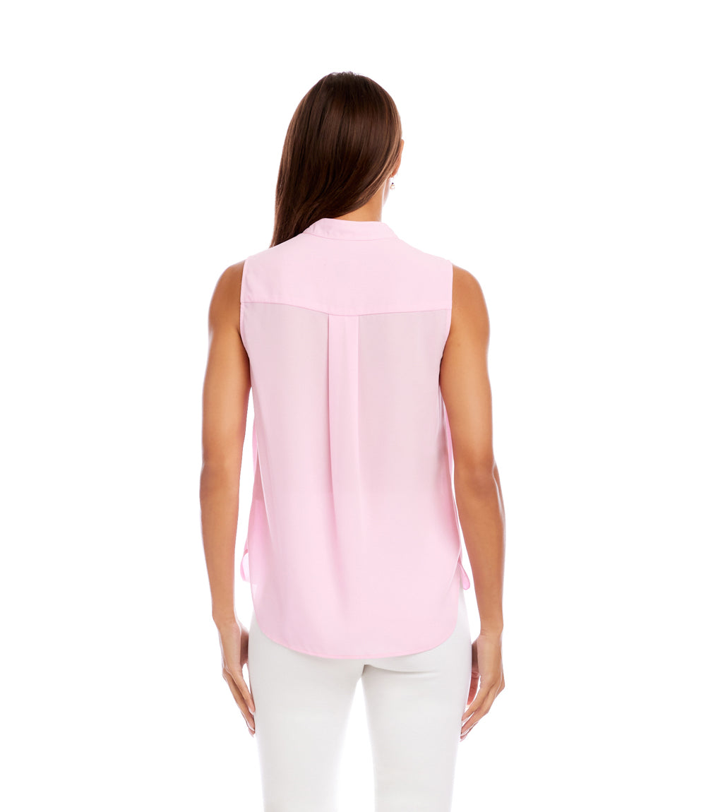 Sleeveless Drape Front Top