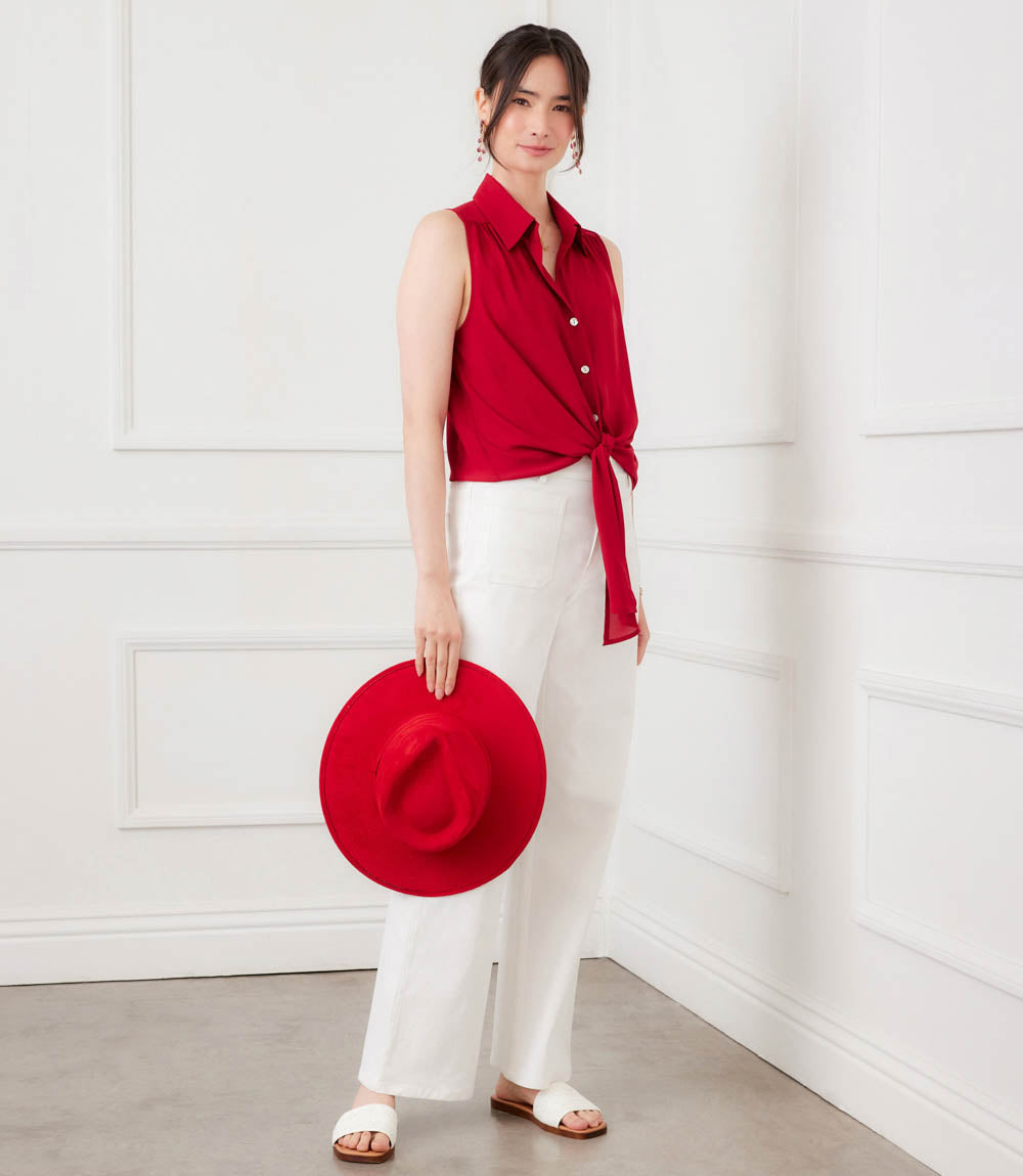 Sleeveless Tie-Front Top