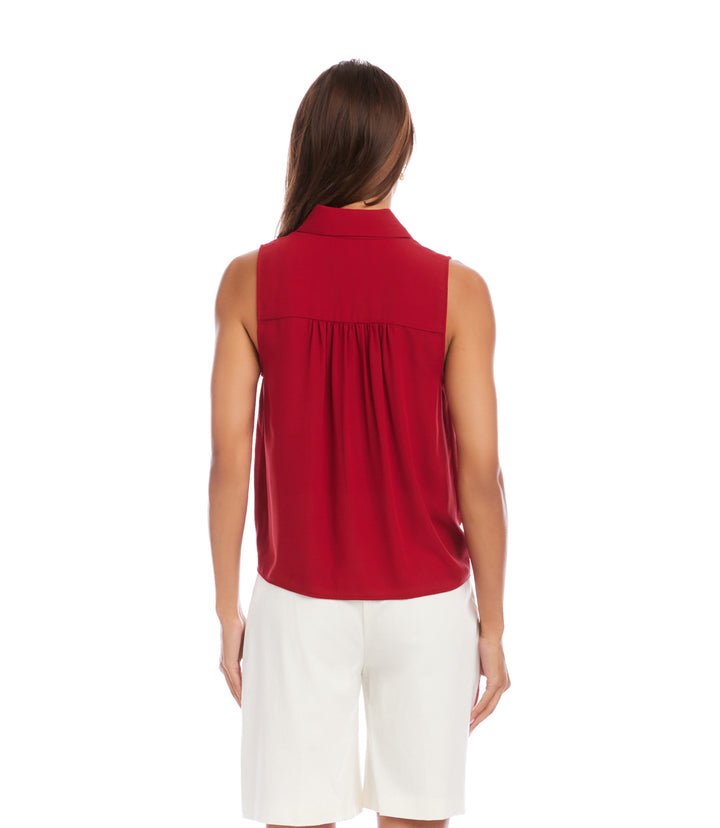 Sleeveless Tie-Front Top