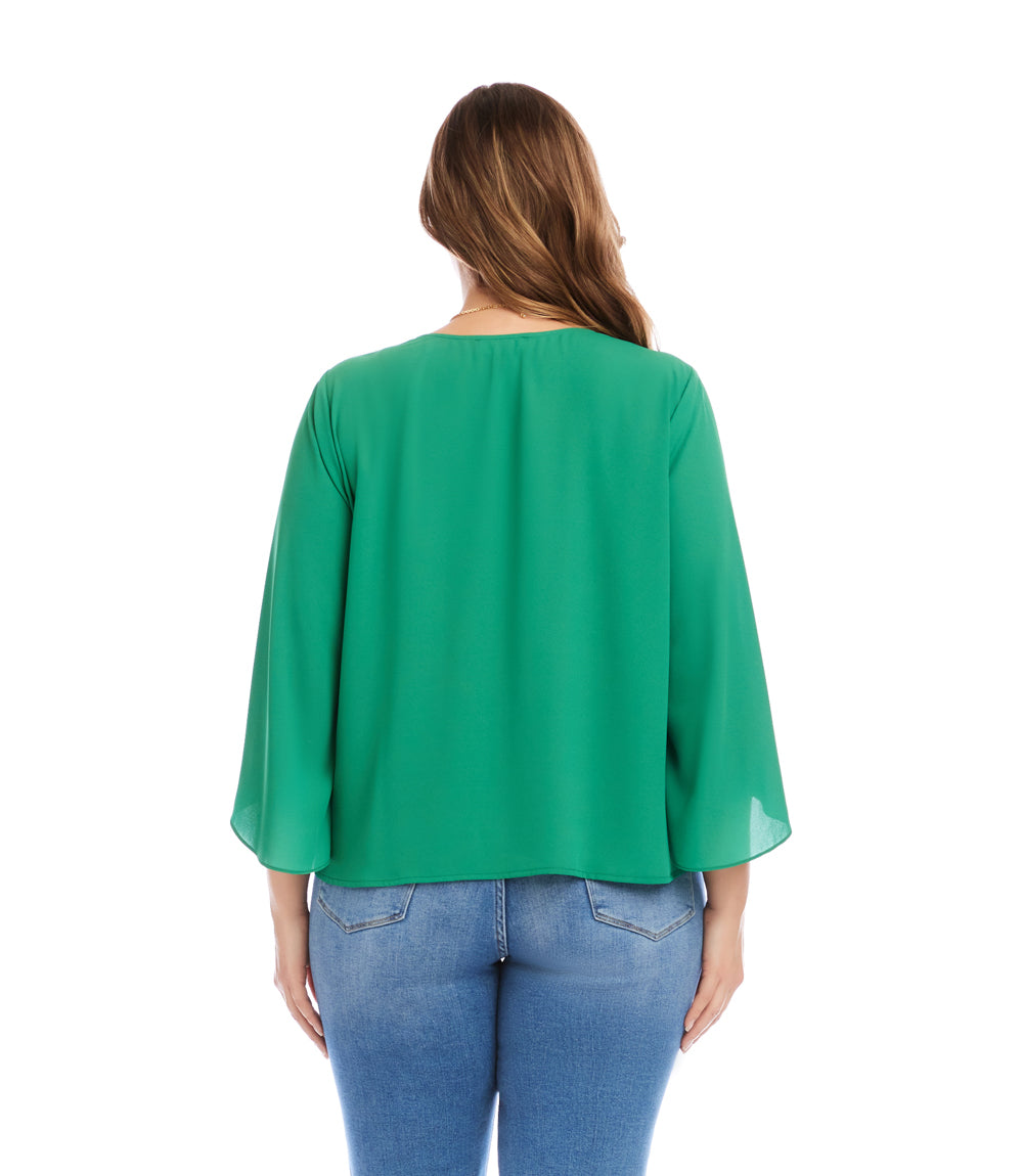 Plus Size Bracelet Sleeve Drape Front Crossover Top – Karen Kane