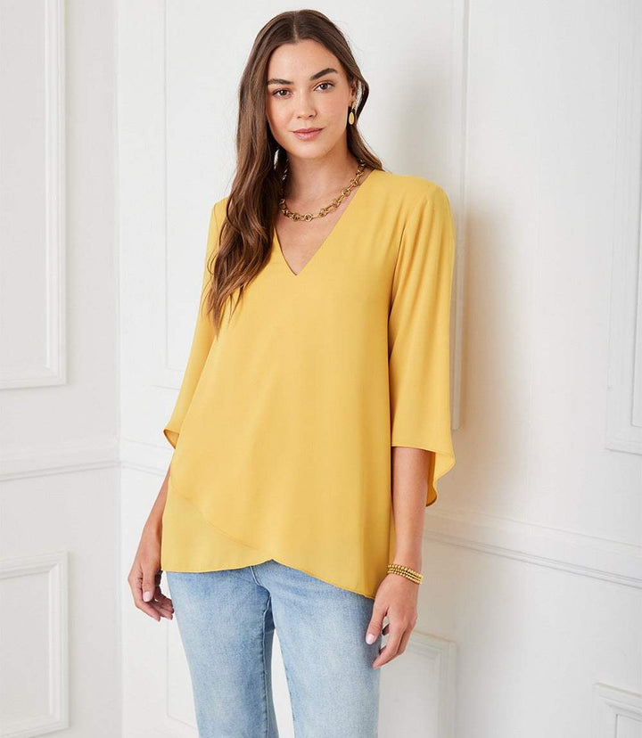 Petite Size Bracelet Sleeve Asymmetric Top