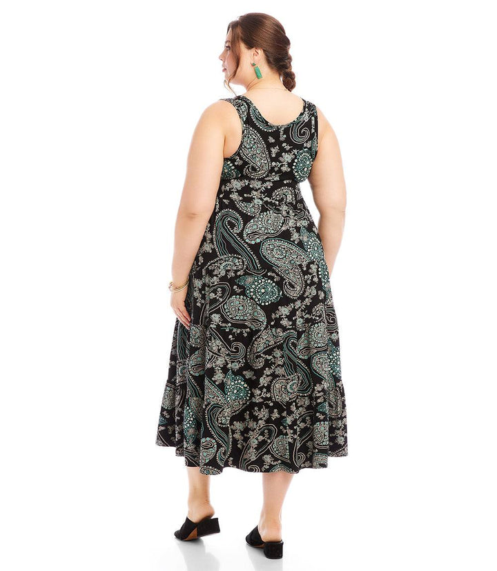 Plus Size Sleeveless Tiered Midi Dress
