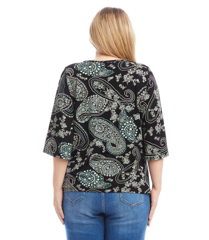 Plus Size Flare Sleeve Pick-Up Top