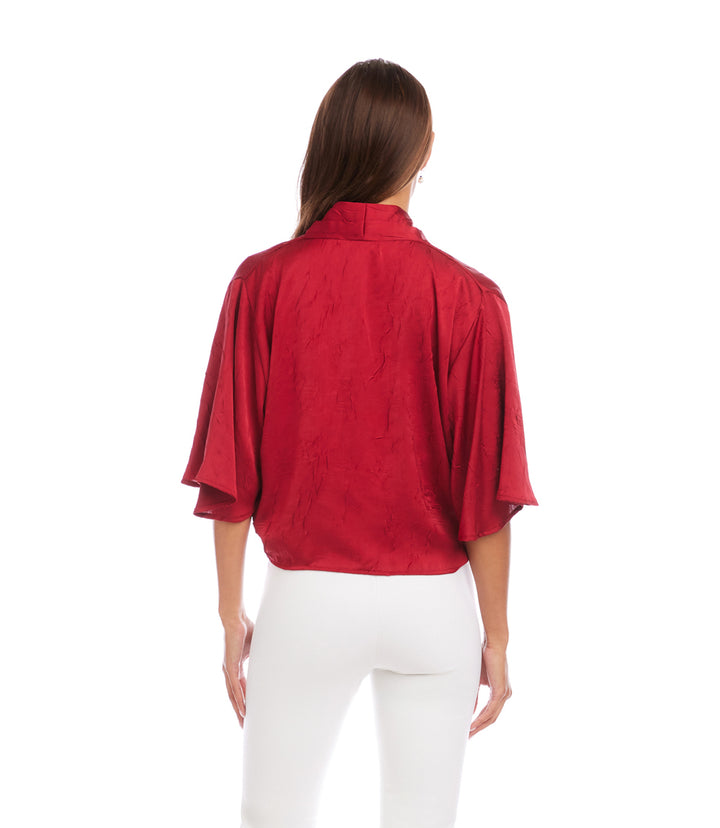 Flare Sleeve Tie-Front Top